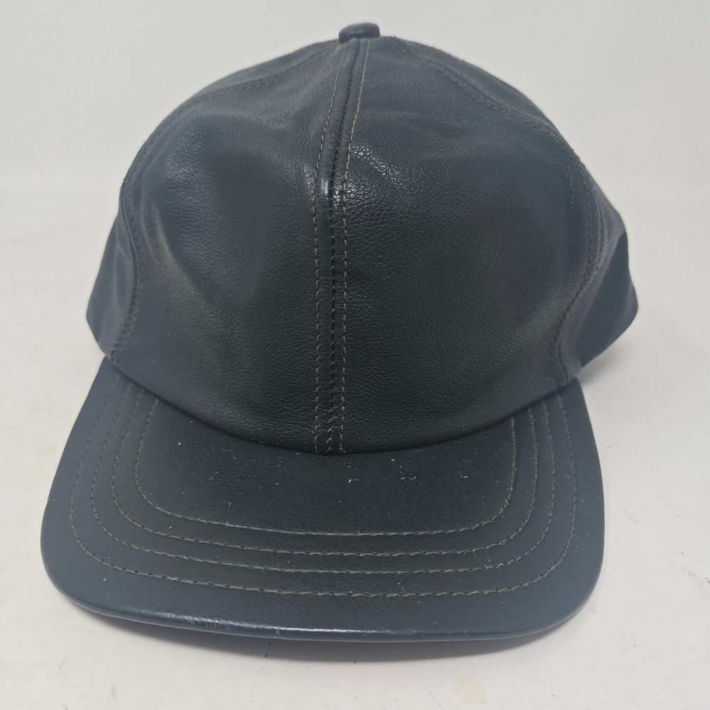 Henschel Hatquarters USA Leather Baseball Cap Black Navy OSFA Adjustable Strap
